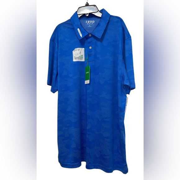 IZOD GOLF GRID POLO SHIRT BLUE COLOR SHORT SLEEVE NEBULAS BLUE SIZE EXTRA LARGE - Picture 3 of 14